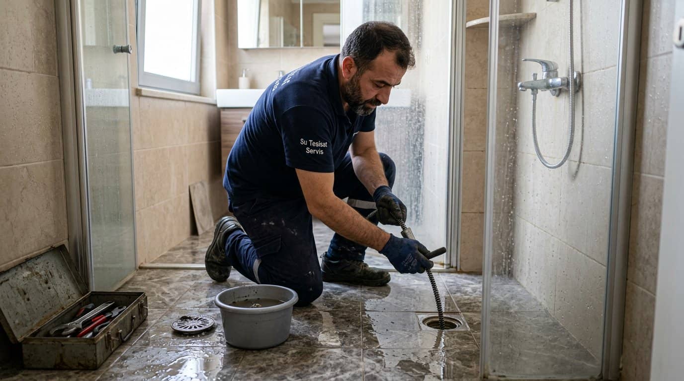 Duş bölümünde gider bağlantısına erişim